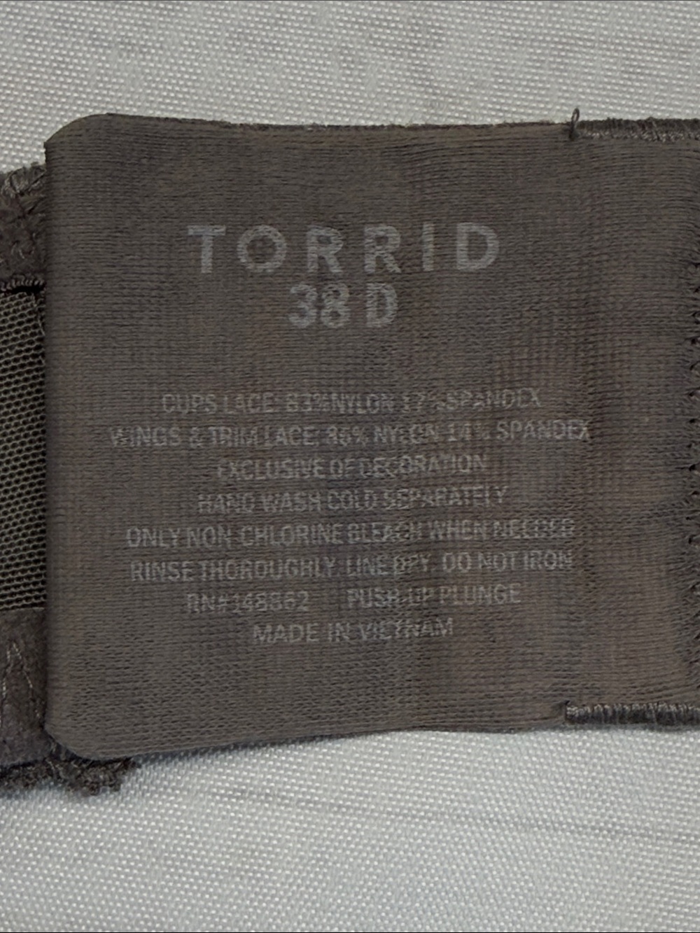 Torrid Gray Lace Push Up Plunge Bra Size 38D - Picture 5 of 6